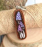 Purple Fungi Foray. Pyrography key ring.