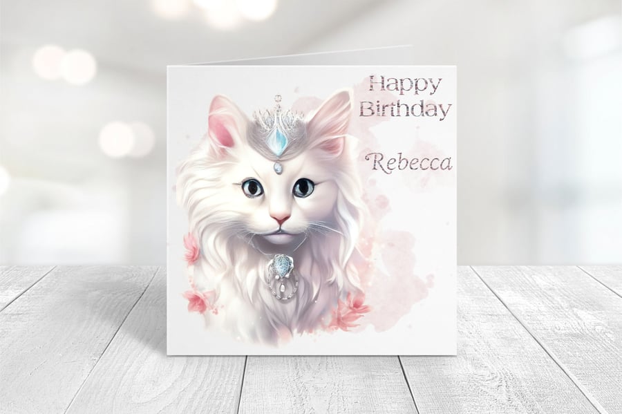 Personalised Fantasy Cats Birthday Card Design 5