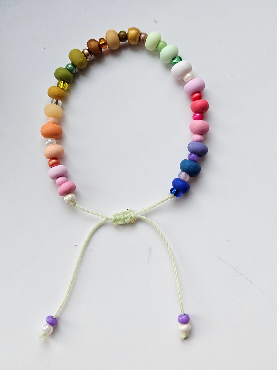 Rainbow Beaded Adjustable Bracelet 