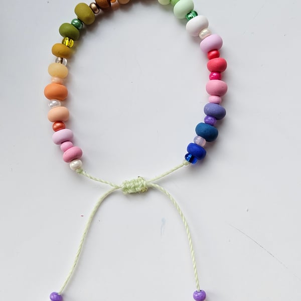 Rainbow Beaded Adjustable Bracelet 