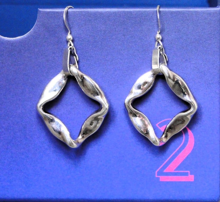 Sterling silver drop earrings - light and easy to wear - diamond shape