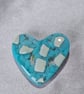 Fused Glass Pocket Heart UK handmade - Cloudy Aqua and Vanilla - Image 1