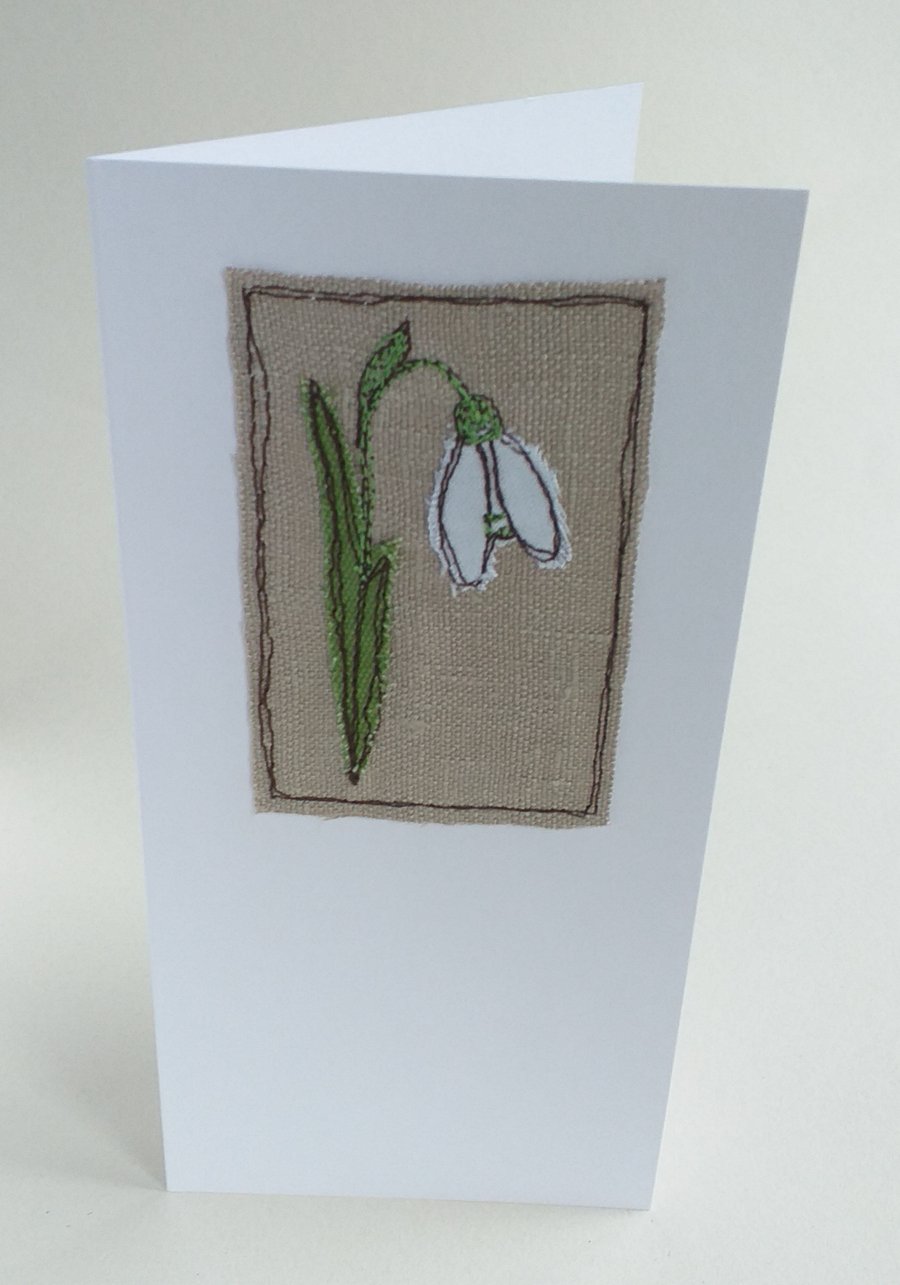 Embroidered Snowdrop 3 Card