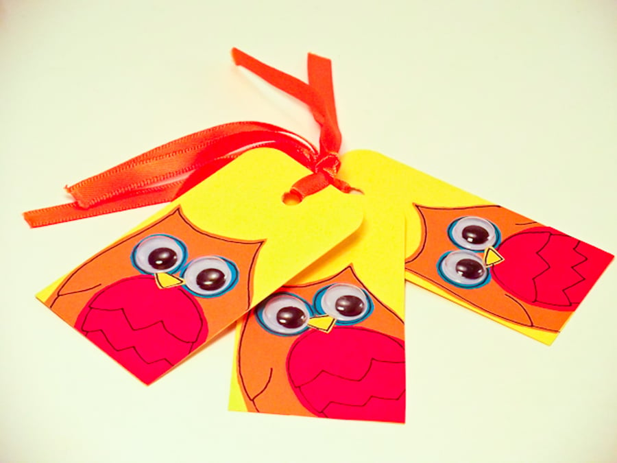 Gifts Tags - Handmade Owl Gift Tags - Pack of 6
