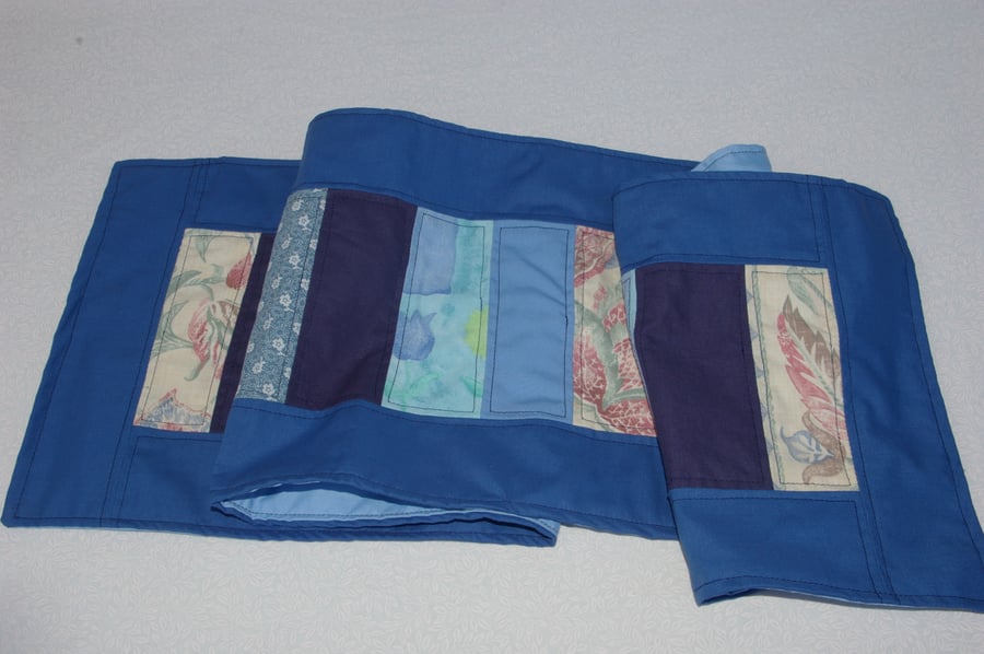 Table Runner in Patchwork Blues