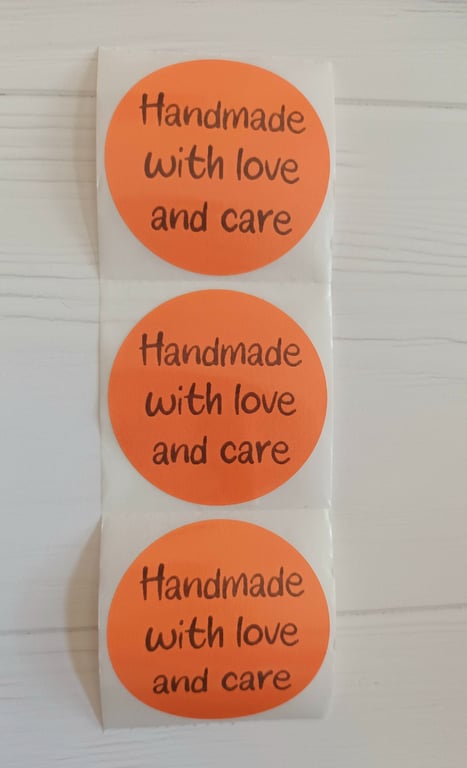 50 'Handmade With Love & Care' Thermal Printed Stickers (200O)