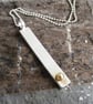 Sterling Silver and 18Ct Yellow Gold Bar Pendant and Chain - Hallmarked - Image 3