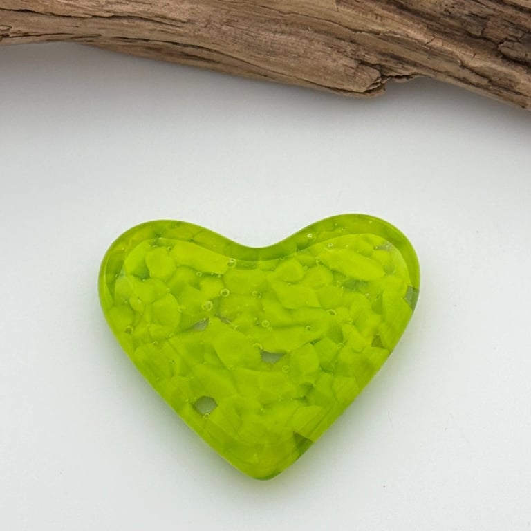 Green Fused Glass Heart