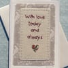 Hand-stitched loving words for someone special, a keepsake card to last