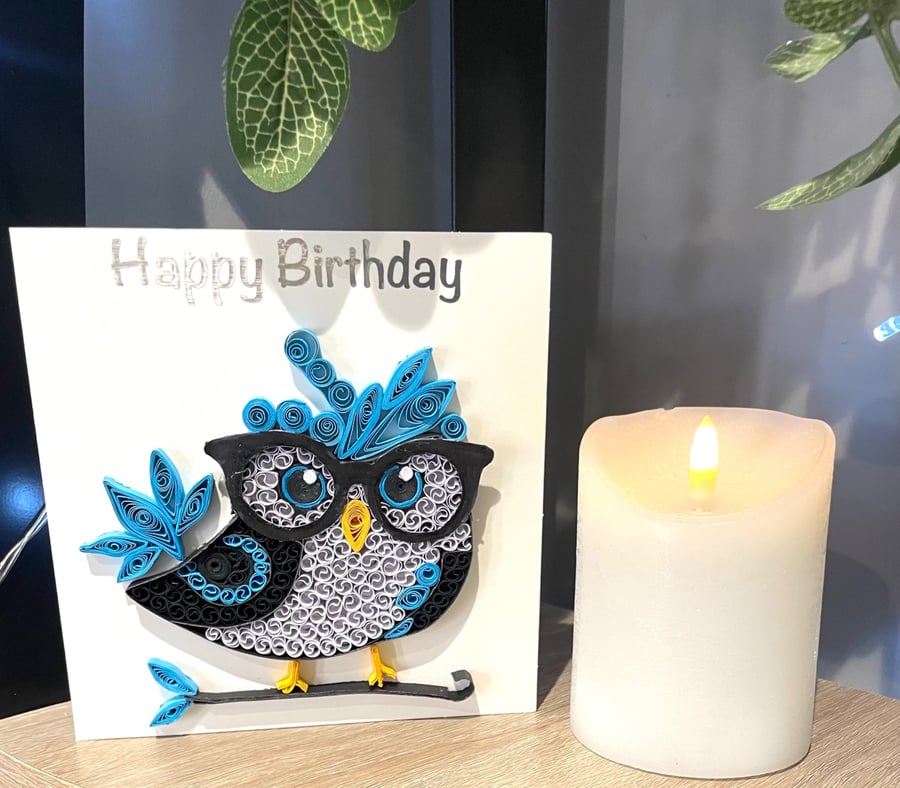 Stunning Handmade Quilled Owl Card