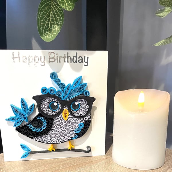 Stunning Handmade Quilled Owl Card