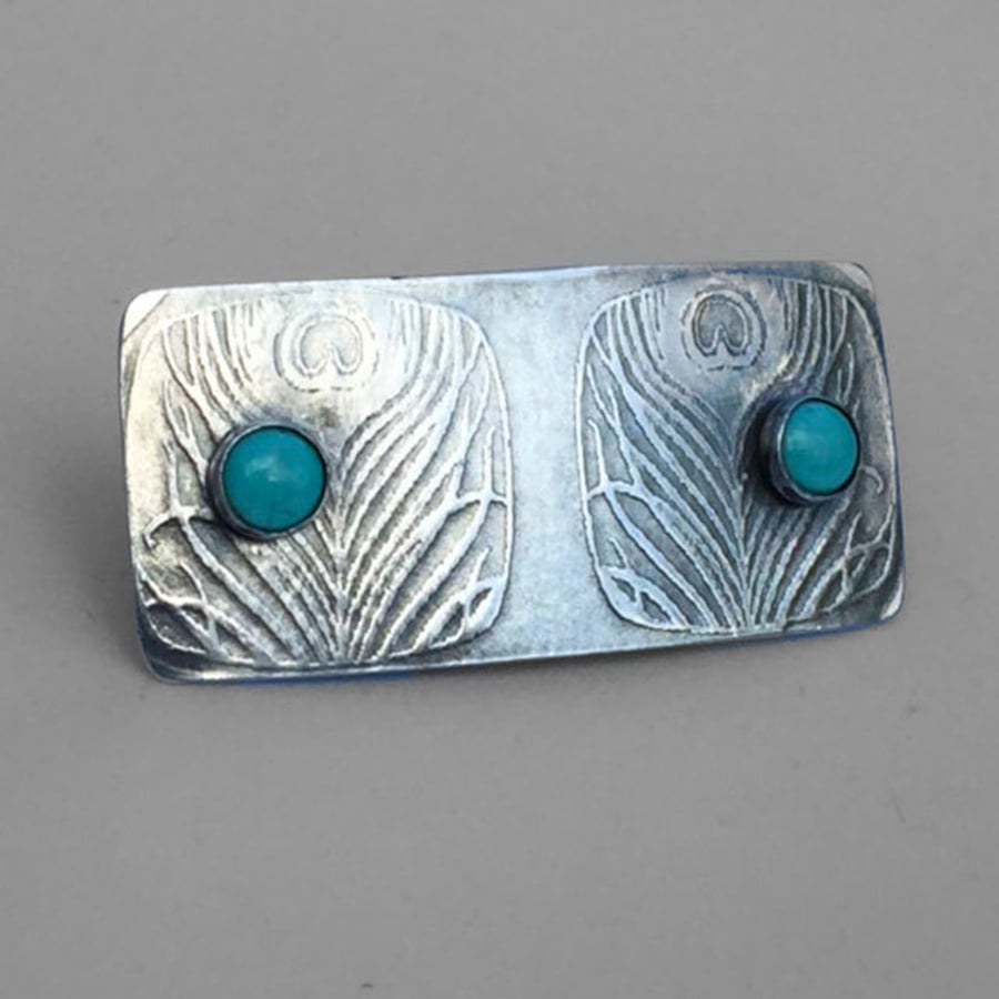 Silver and Turquoise Brooch