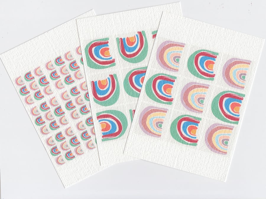 Rainbow Print Notecard Set - 3 Pop Art Postcards 