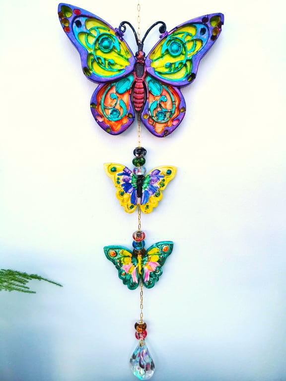 Multi Coloured, Butterfly themed decorative wall hanging