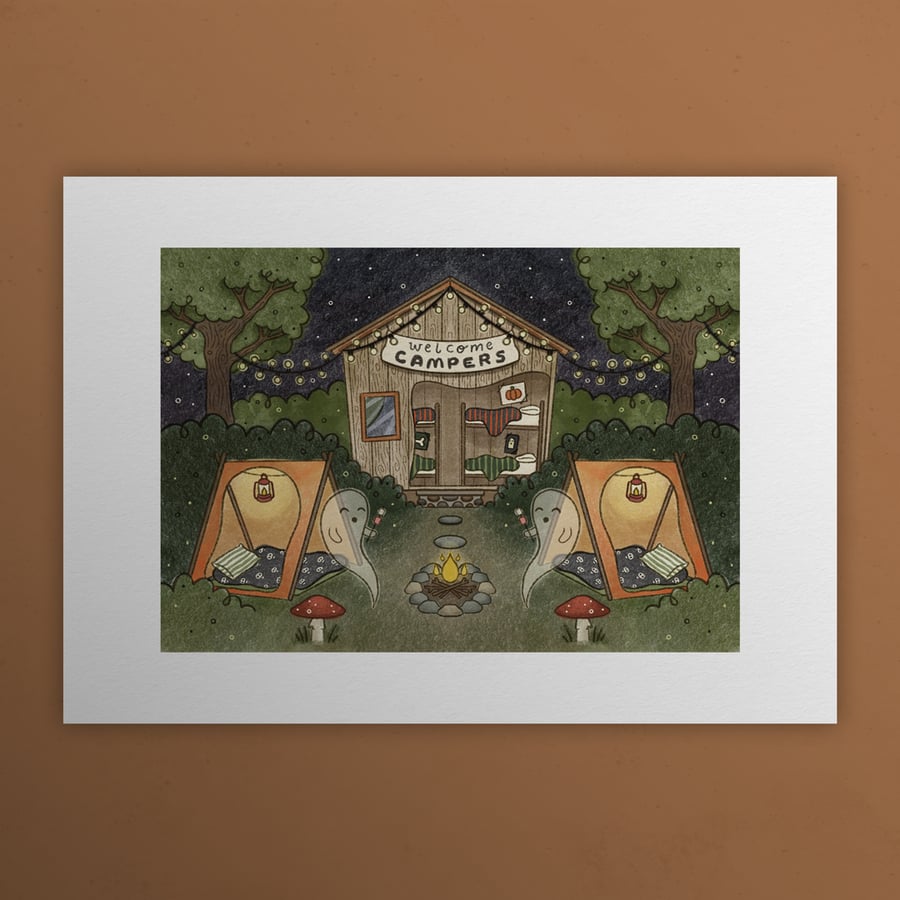 Summer camp for ghosts, Ghosts of Summer, 90s nostalgia, A4 art print