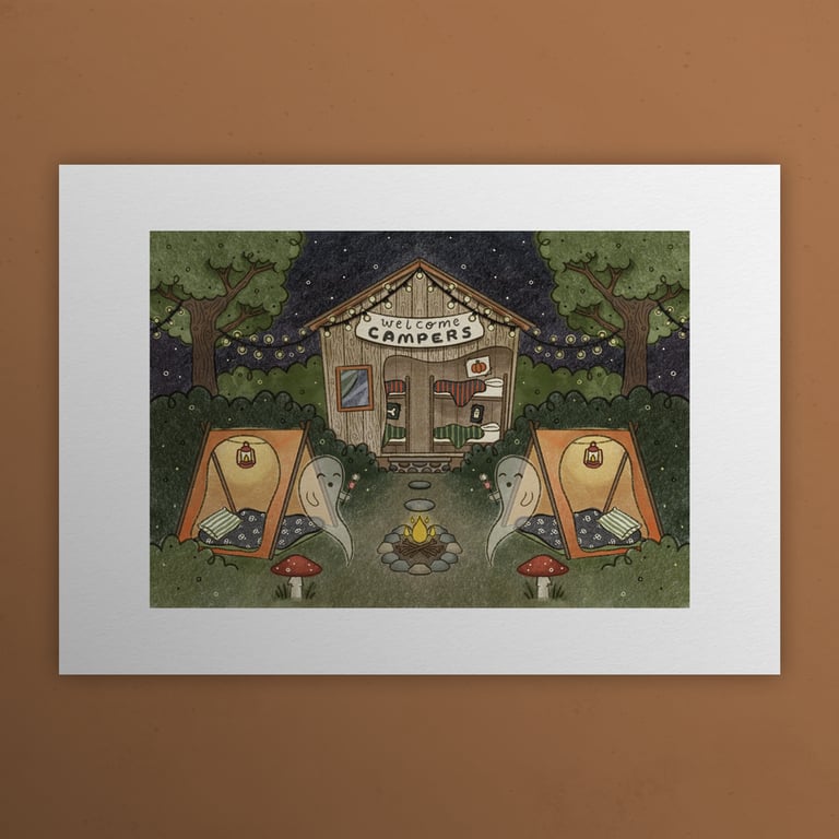 Summer camp for ghosts, Ghosts of Summer, 90s nostalgia, A4 art print