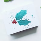 HOLLY CHRISTMAS Greetings Card pack, A7 Card, Blank Inside, Mini cards, xmas