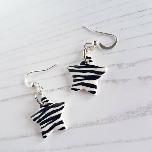 Zebra print monochrome Modern earrings, limited pairs available