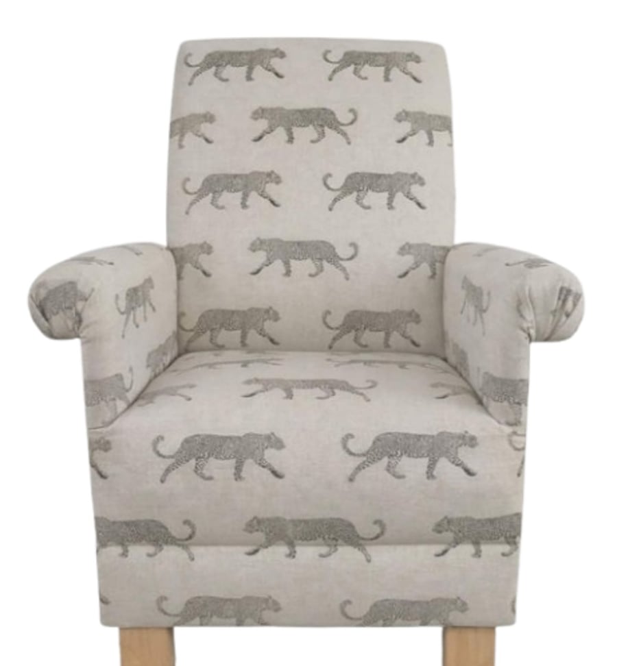 Leopards Natural Fabric Adult Chair Armchair Accent Nursery Animals Small 