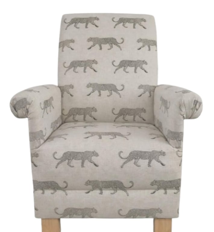 Leopards Natural Fabric Adult Chair Armchair Accent Nursery Animals Small 