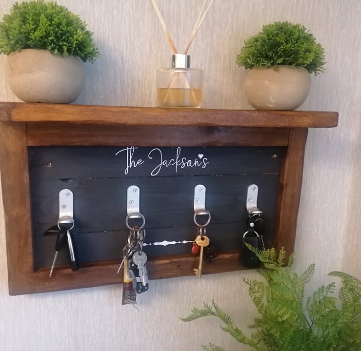 Rustic Key Holder with Deep Display Shelf &... - Folksy