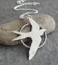 Silver swallow pendant, Sterling silver bird necklace - Image 2