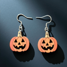 Halloween Pumpkin Wooden Dangle Earrings 