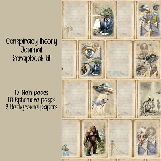 Conspiracy Theory Scrapbooking, Ephemera, Journal, Digital Download