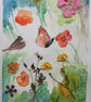 Buttetfly Watercolour and Pressed flowers 