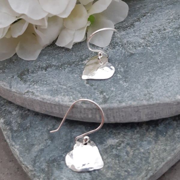 Dainty Argentium Silver Heart Earrings Drop Earrings