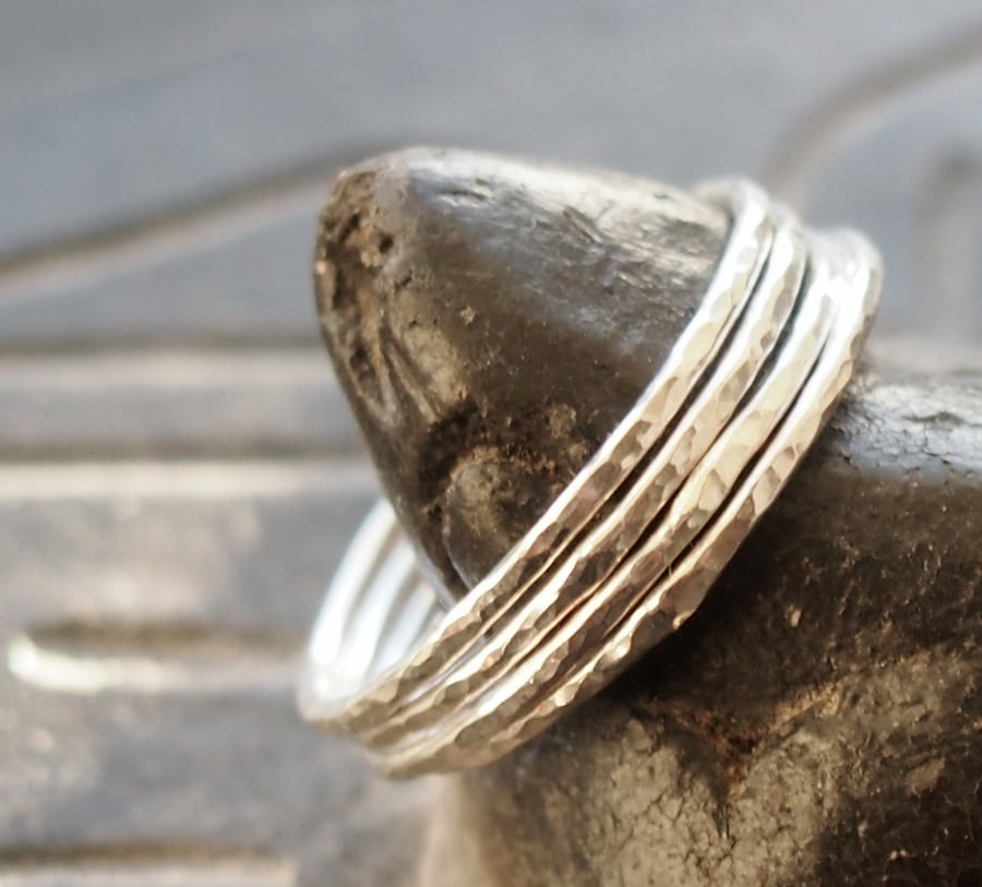 Four Sterling Silver Skinny Rings
