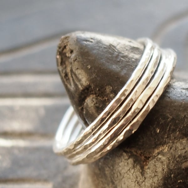Four Sterling Silver Skinny Rings