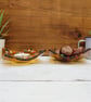 Amber Glass Trinket Dish with Autumn Leaf and Toadstools Detail - Image 6