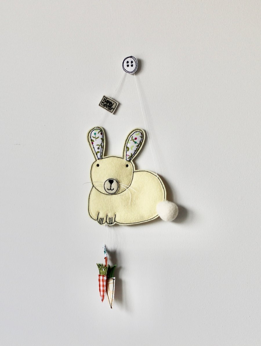 'Happy Easter Yellow Bunny' - Hanging Decoration