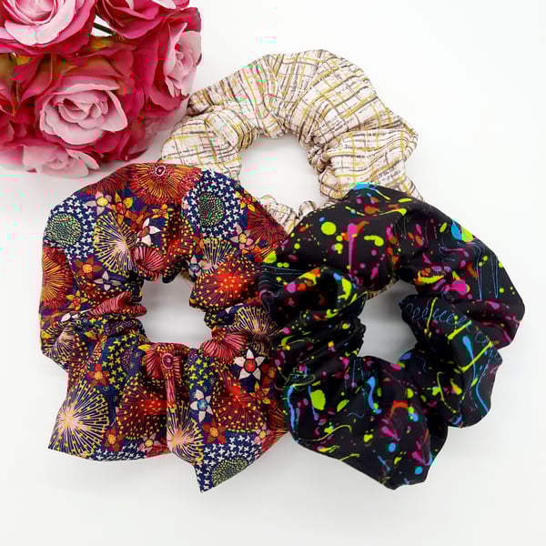 Set of 3 large scrunchie hair bands. 
