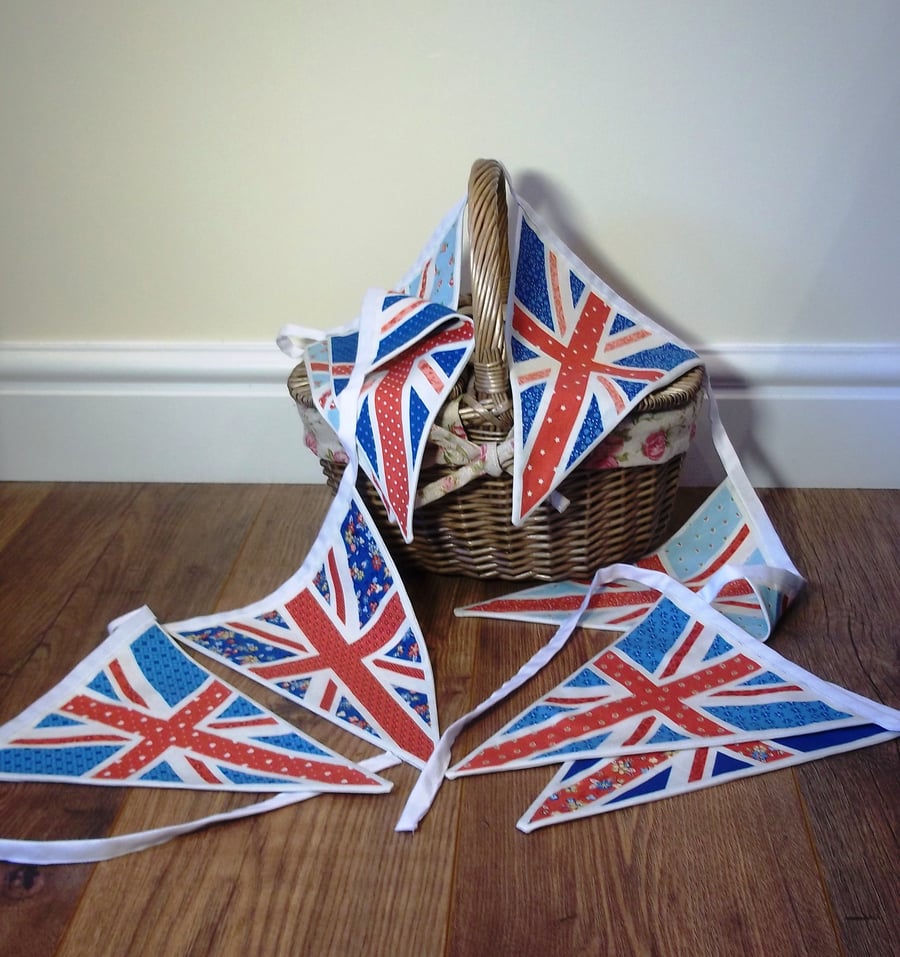 Vintage inspired floral union jack bunting. 