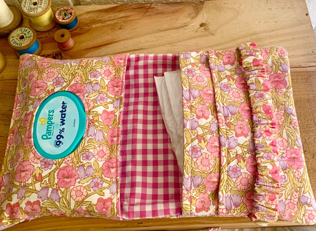 Nappy and Wipes Clutch Bag - Sanderson Flora Fabric