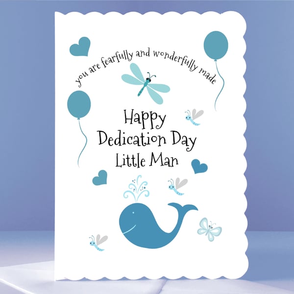 Happy Dedication Christian Greetings Card for baby child boy