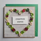 Button Heart Christmas Wishes Card 5' x 5' 