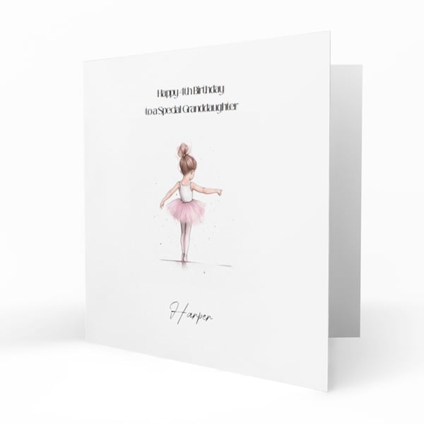 Personalised Birthday Card, Female, Granddaughter, Ballet, Ballerina C197