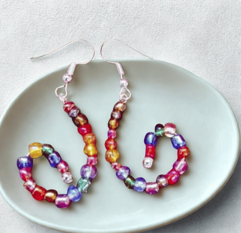 Rainbow Curves Glass Beaded Earrings 