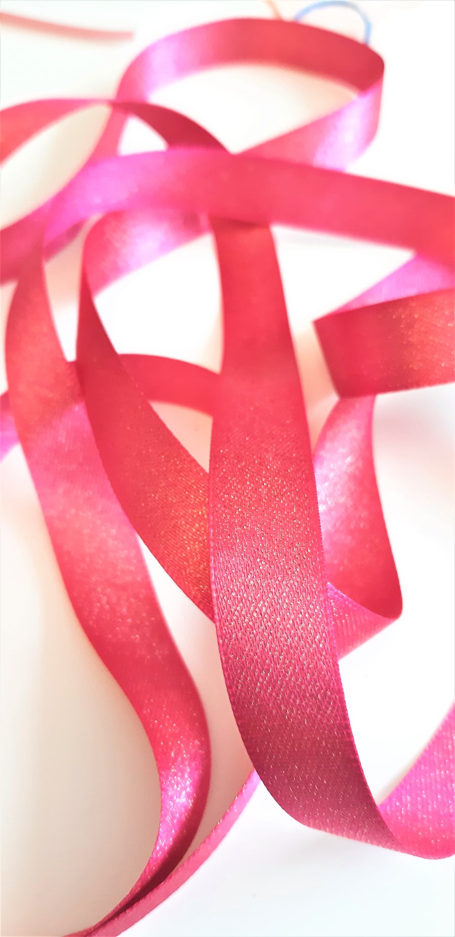 Shocking pink glitter satin double faced ribbon, 15mm wide