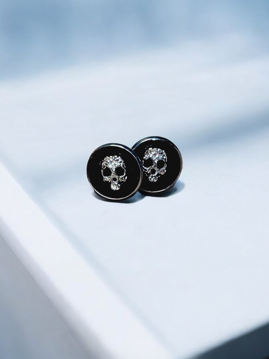 Gothic Skull Stud Earrings, Handmade Resin Earrings 
