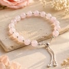 Handmade Genuine Rose Quartz Adjustable Bracelet 