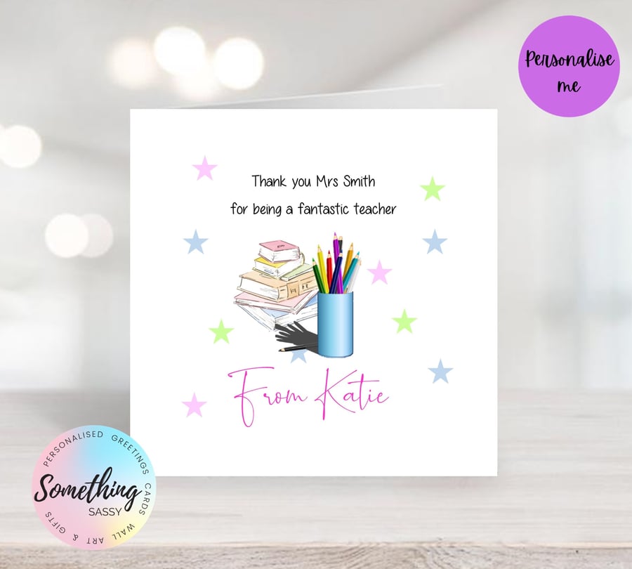 Personalised Thank You Card for Teachers, Teaching Assistants, Key workers, 