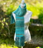 Ocean Hand Woven Scarf in Handspun Yarn - Image 5