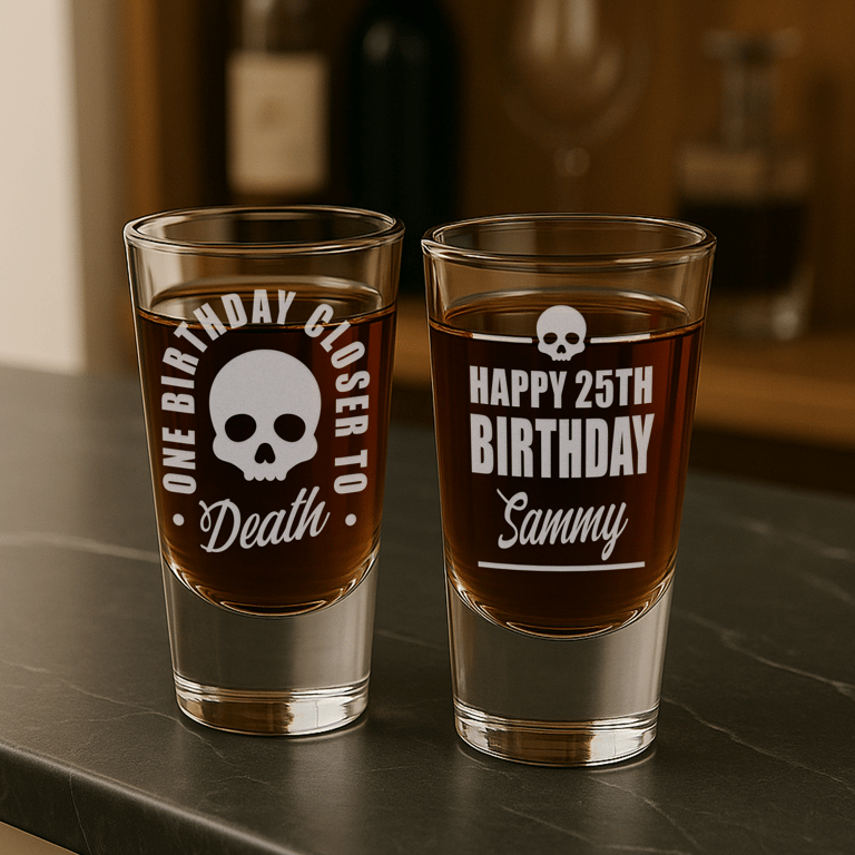 Personalised Birthday Shot Glass - Funny Gift – “Closer to Death"