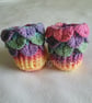Hand crochet baby booties crocodile stitch multicoloured 3 - 6 months - Image 4