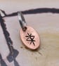 Recycled Oval Copper Protection Bindrune Split Keyring Charm, Bag Charm.