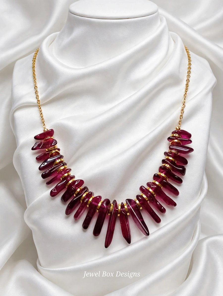 Garnet Fringe Necklace